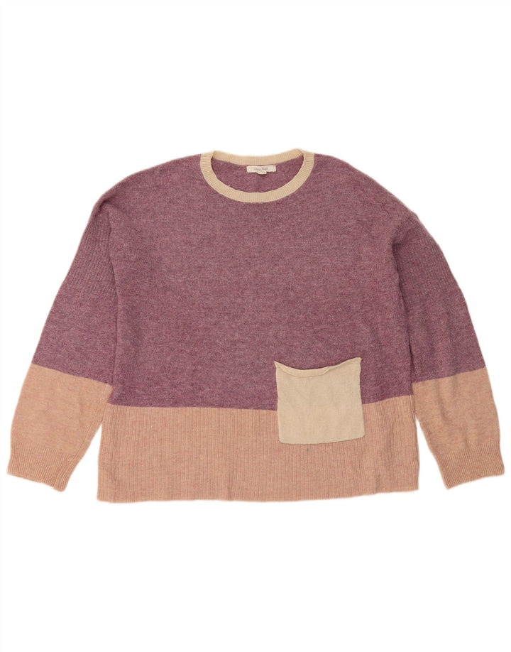 Maglione maglione girocollo da donna White Stuff UK 12 Blocco colore viola medio