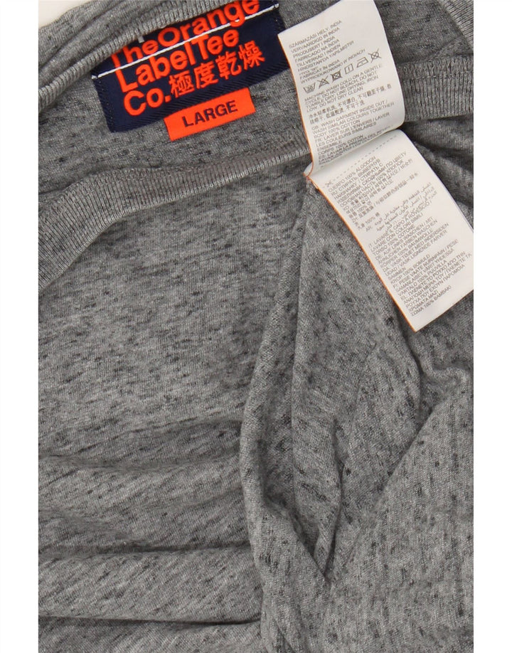 T-shirt da uomo Superdry Top grande in cotone chiazzato grigio