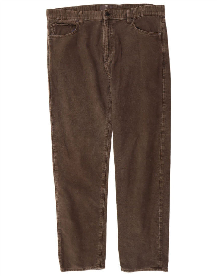 Pantaloni casual regolari da uomo Marks & Spencer W40 L33 cotone grigio