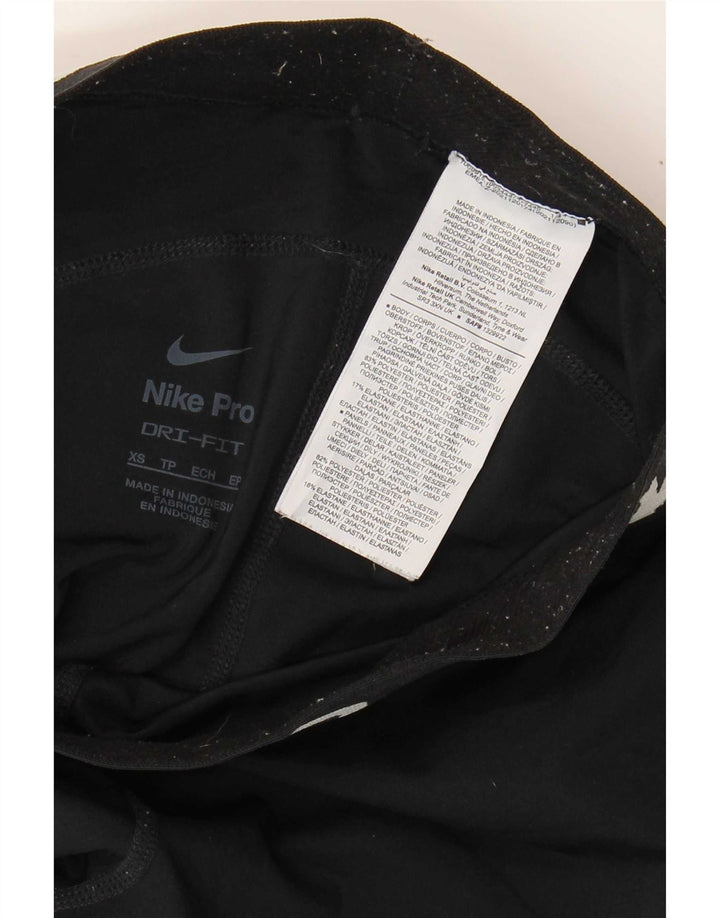 Leggings grafici Nike Dri Fit da donna UK 4 XS poliestere nero