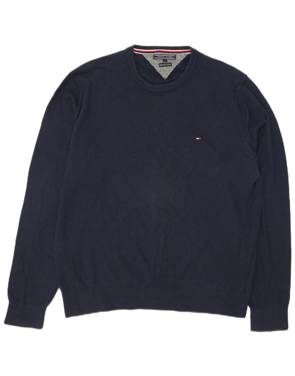 Tommy Hilfiger Mens Crew Neck Jumper Sweater 2XL Navy Blue Cotton