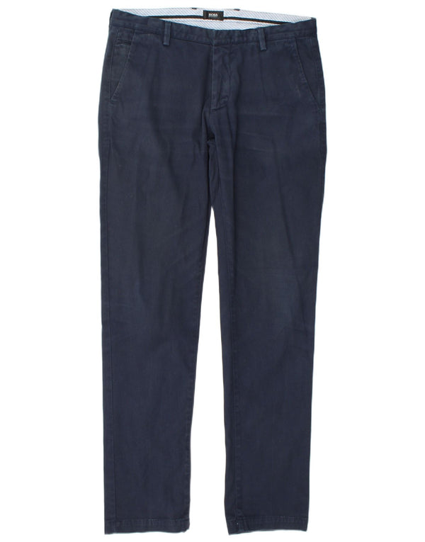 Pantaloni chino slim da uomo Hugo Boss IT 48 medio W32 L32 cotone blu navy
