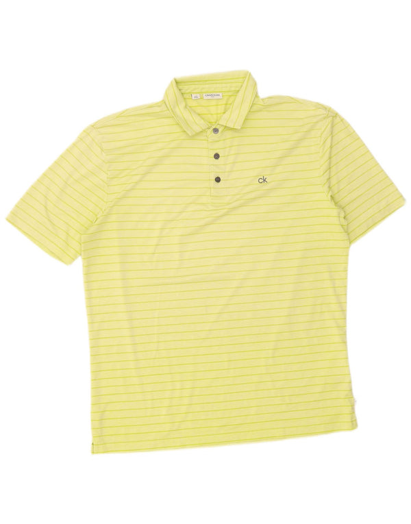 Polo da uomo Calvin Klein grande in poliestere a righe gialle