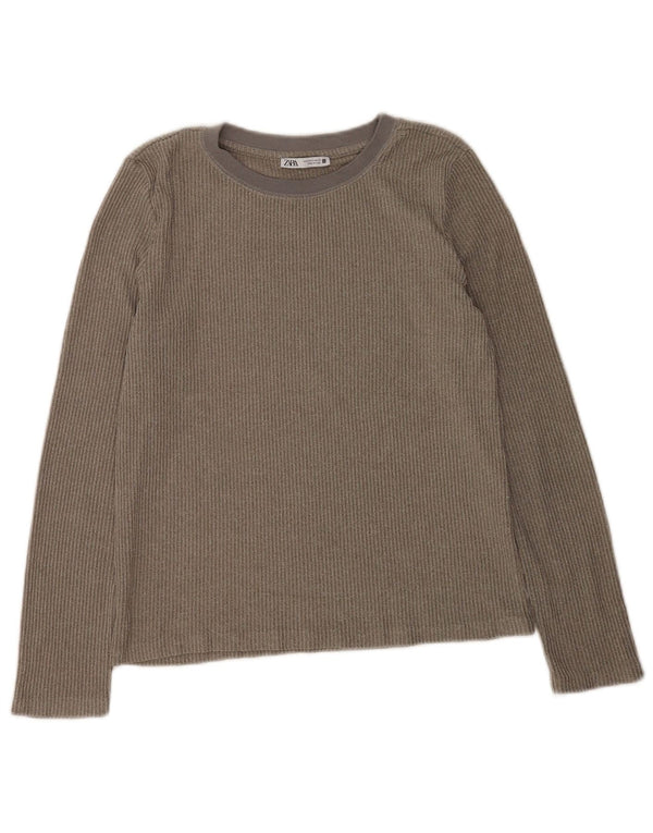 Top Zara da donna a maniche lunghe UK 10 Small grigio poliestere