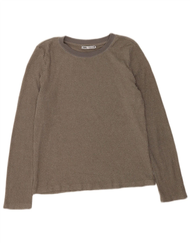Top Zara da donna a maniche lunghe UK 10 Small grigio poliestere