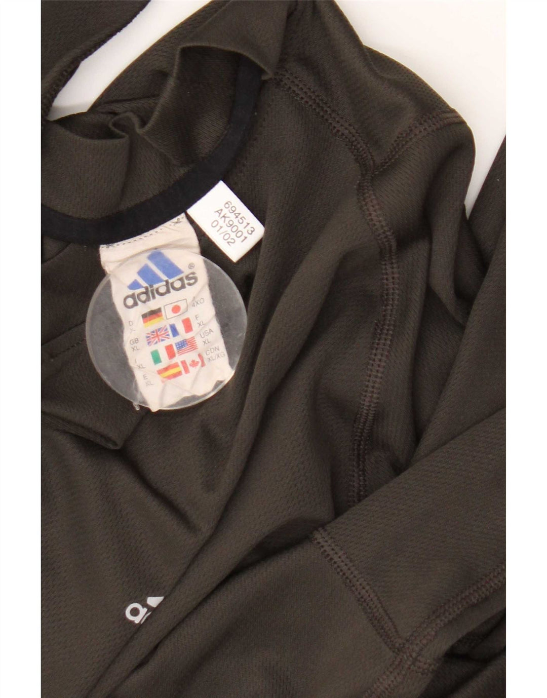 Top Adidas da uomo a maniche lunghe XL in poliestere kaki