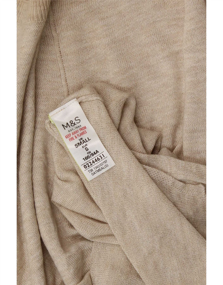 Maglione maglione girocollo da donna Marks & Spencer UK 10 piccolo viscosa beige