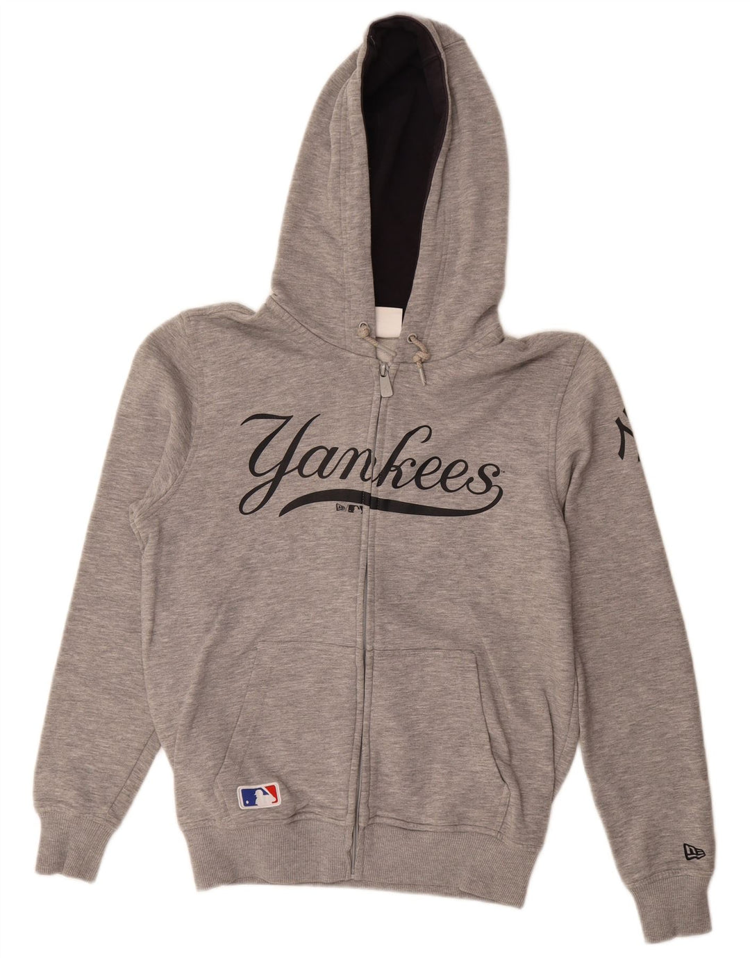 Maglione con cappuccio e zip da uomo degli Yankees di merce autentica, piccolo grigio screziato