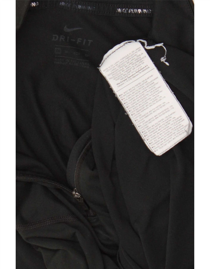 Maglia da tuta pullover con zip e collo Nike Dri Fit da donna UK 6 XS poliestere nero
