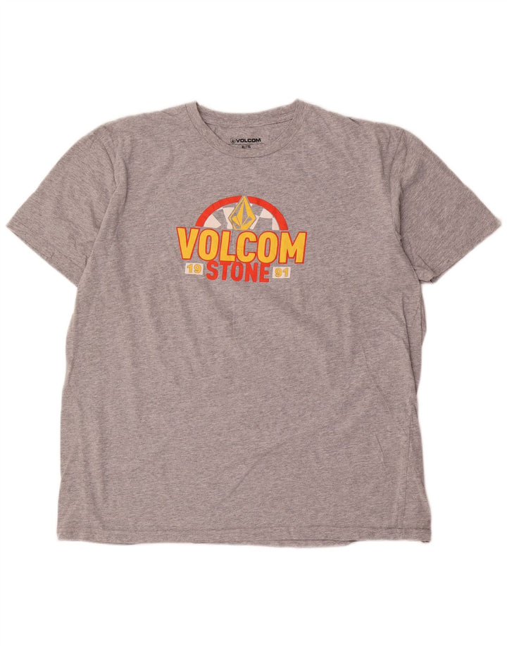 T-shirt grafica da uomo Volcom Top XL in cotone chiazzato grigio