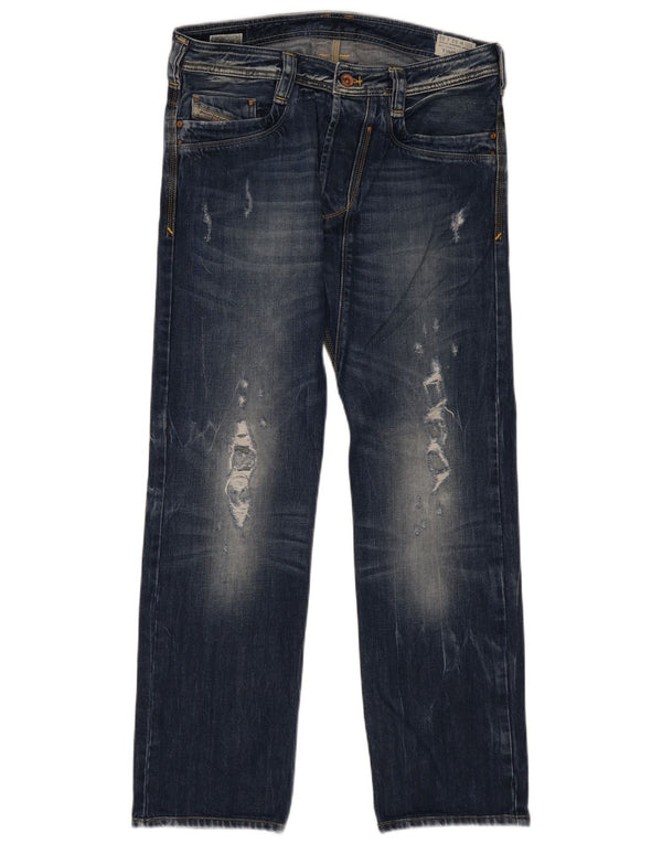 Diesel Uomo Timmen Jeans dritti regolari effetto consumato W33 L32 cotone blu