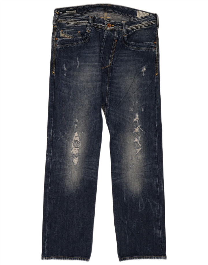 Diesel Uomo Timmen Jeans dritti regolari effetto consumato W33 L32 cotone blu