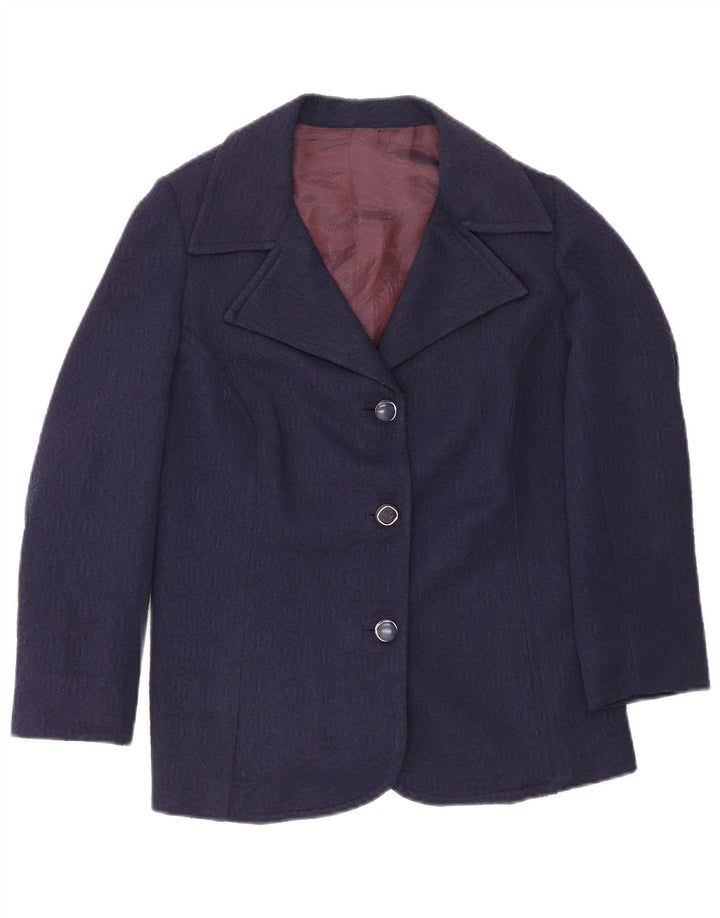 Giacca blazer vintage da donna a 3 bottoni UK 14 medio blu navy