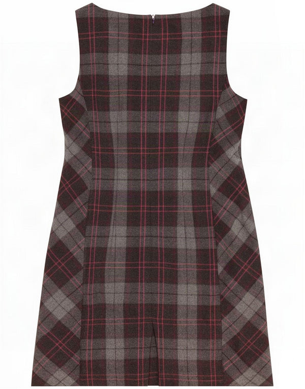 Laura Ashley Abito a trapezio senza maniche da donna UK 14 Poliestere grande grigio a quadri