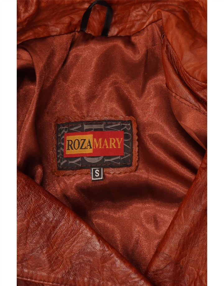 Giacca in pelle doppio petto da donna vintage UK 10 piccola pelle marrone