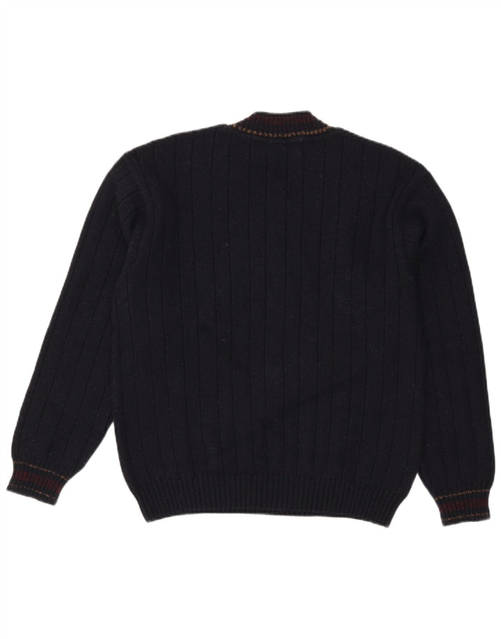 Maglione da uomo con scollo a V Il Granchio, grande, in lana blu navy