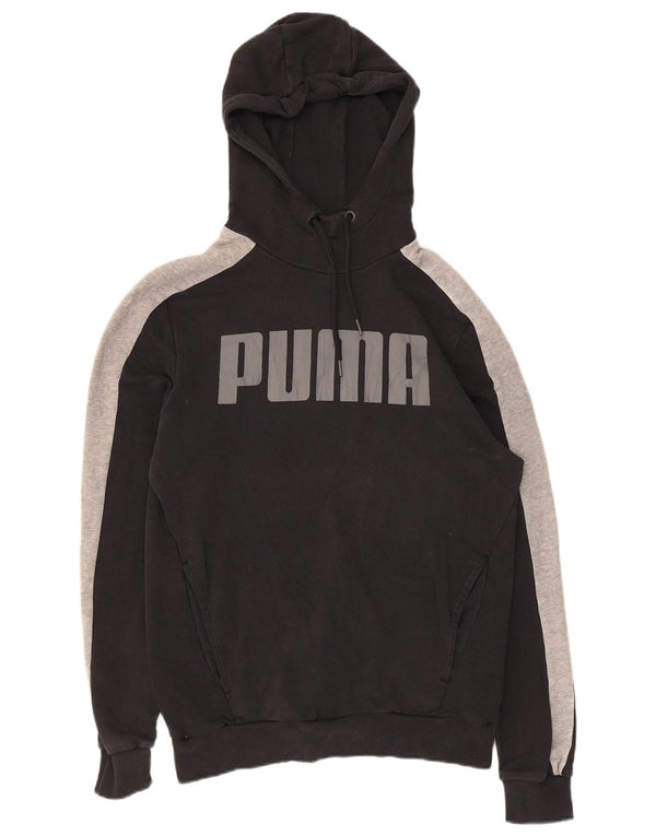 Felpa con cappuccio grafica da uomo Puma Small in cotone color block nero