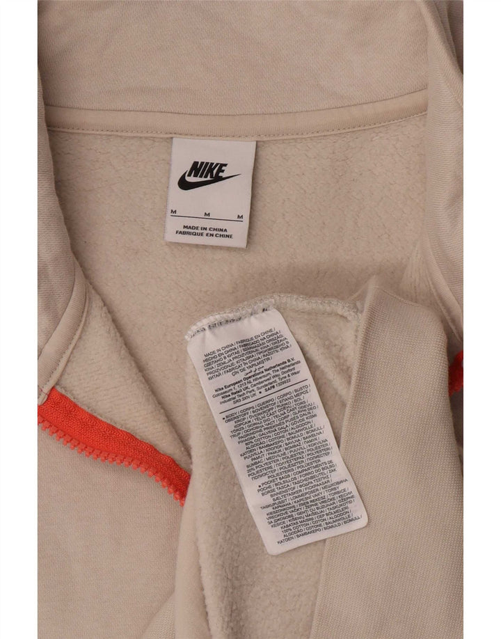 Felpa Nike da uomo con zip e collo, in cotone bianco sporco medio