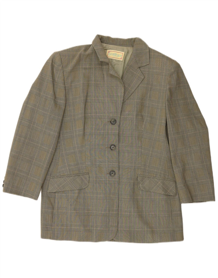 Giacca blazer a 3 bottoni da donna Elizabeth Ascot UK 18 XL verde pied de poule