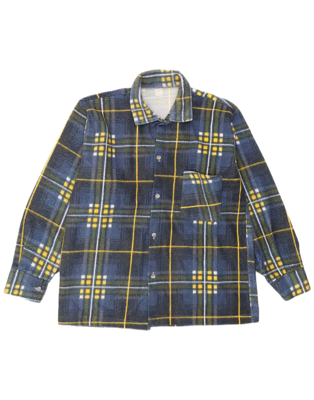 Camicia vintage da uomo in flanella a quadri blu medio