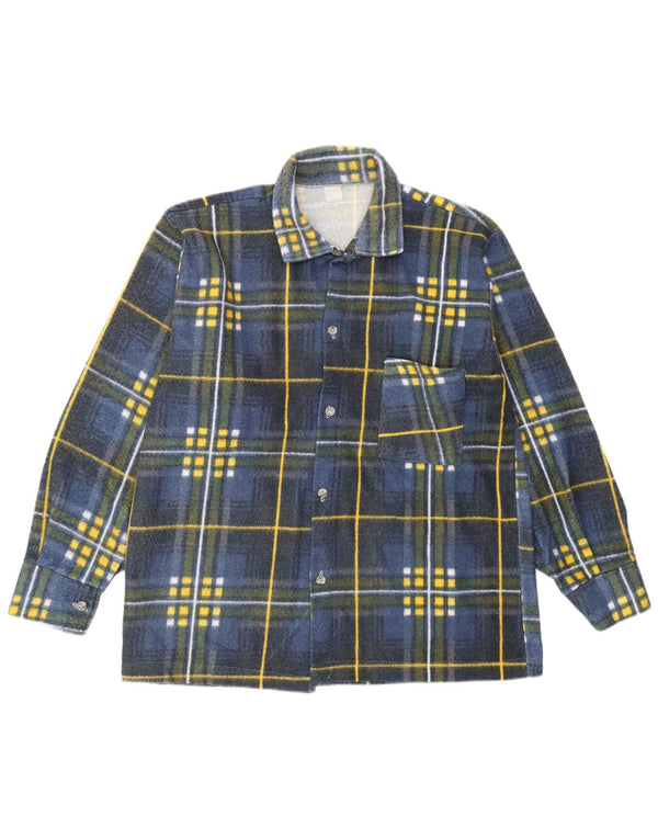 Camicia vintage da uomo in flanella a quadri blu medio