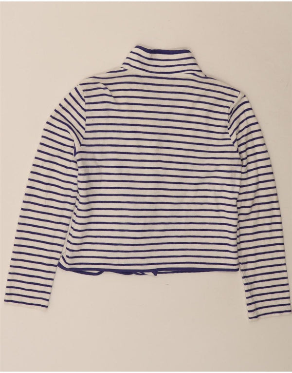 JOULES Maglione cardigan aperto corto da donna UK 8 piccolo cotone a righe bianche