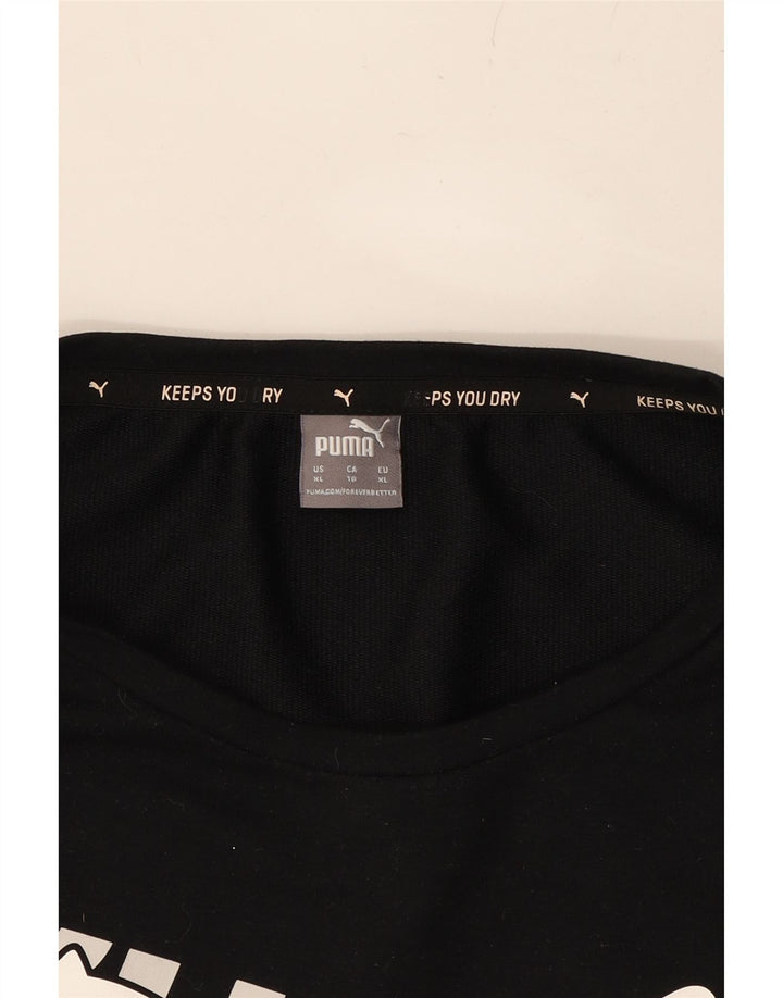 PUMA Womens Crop Graphic Sweatshirt Jumper UK 18 XL Black Polyester Vintage Puma and Second-Hand Puma from Messina Hembry 