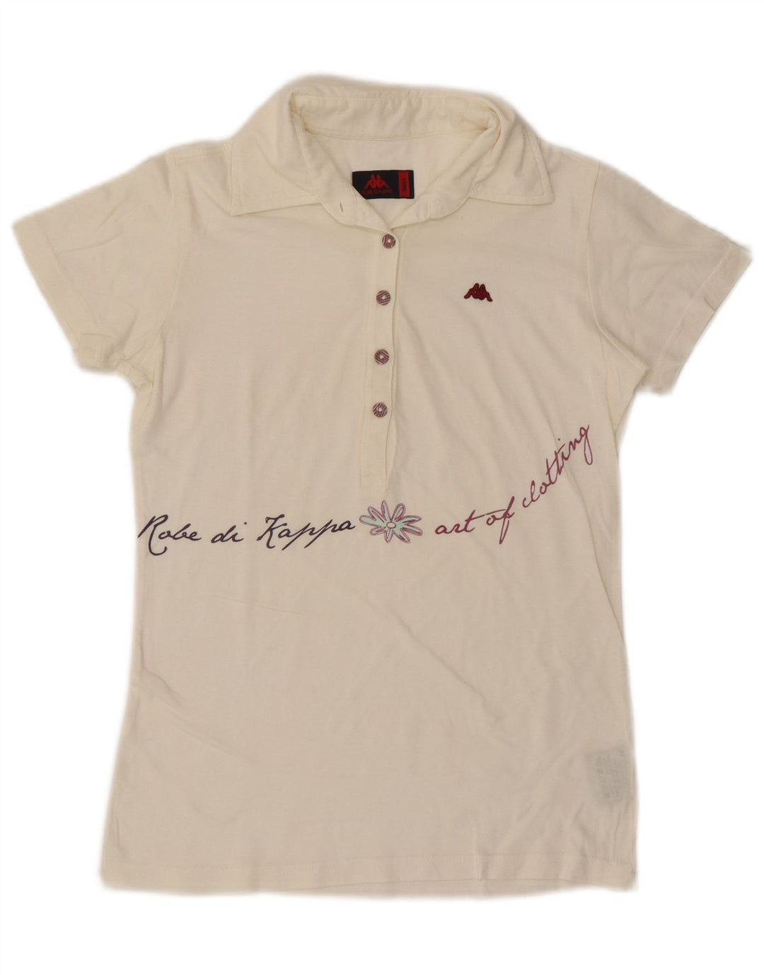 Polo grafica da donna KAPPA UK 10 piccola in cotone bianco