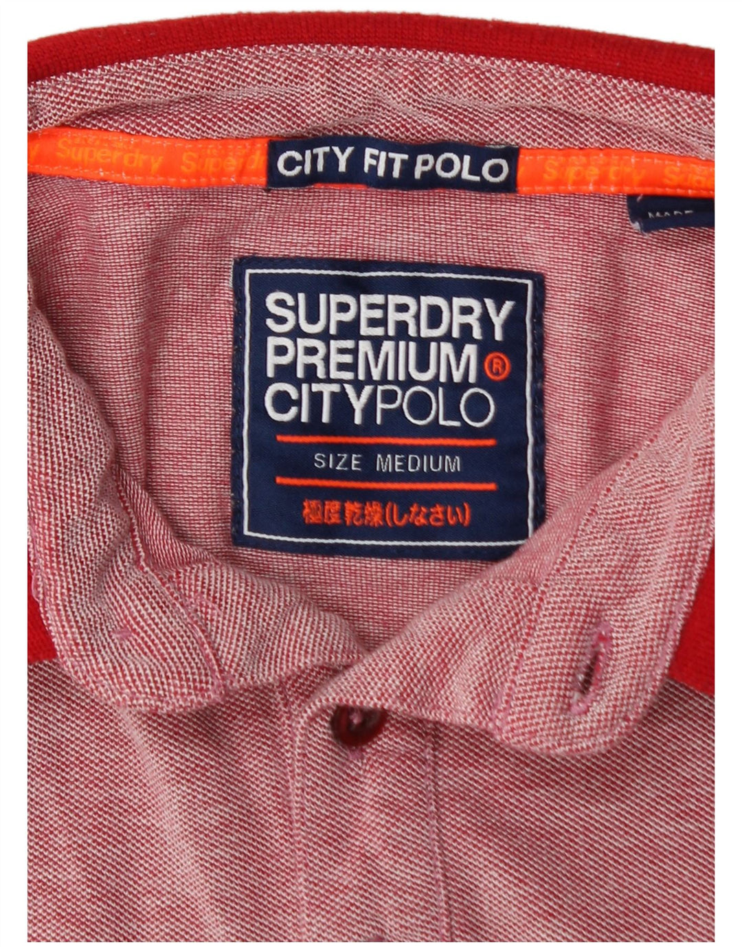 Polo da uomo City Fit SUPERDRY in cotone mélange rosso medio