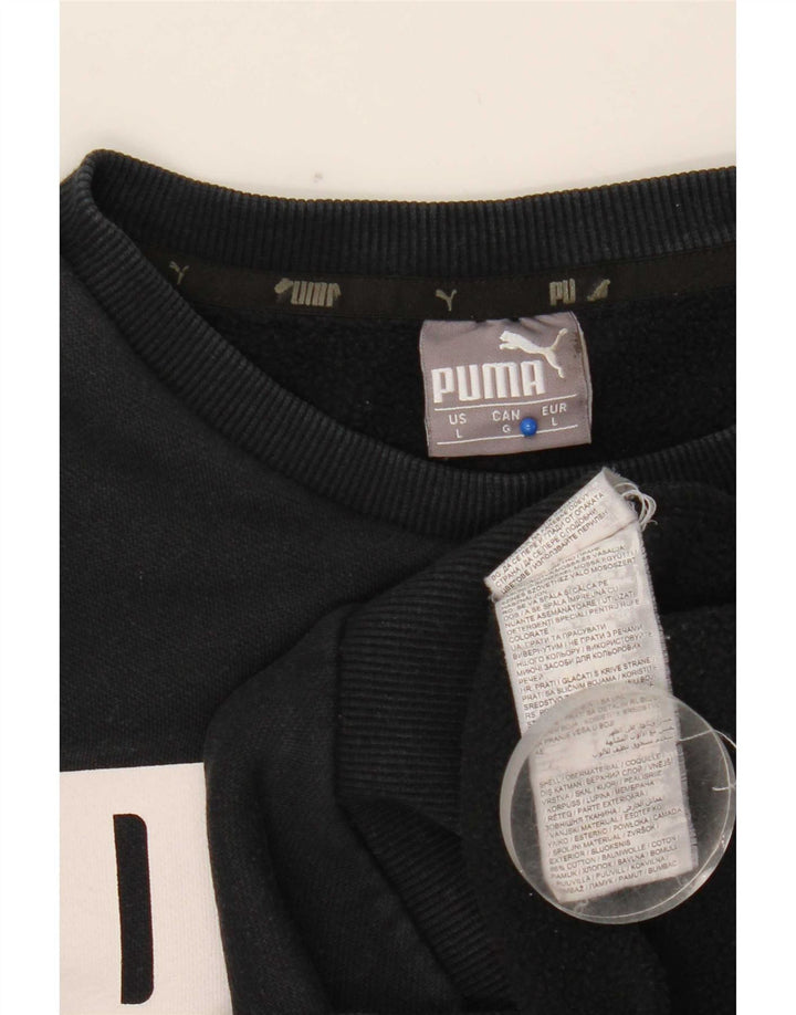 Felpa grafica da uomo Puma Maglione grande in cotone nero