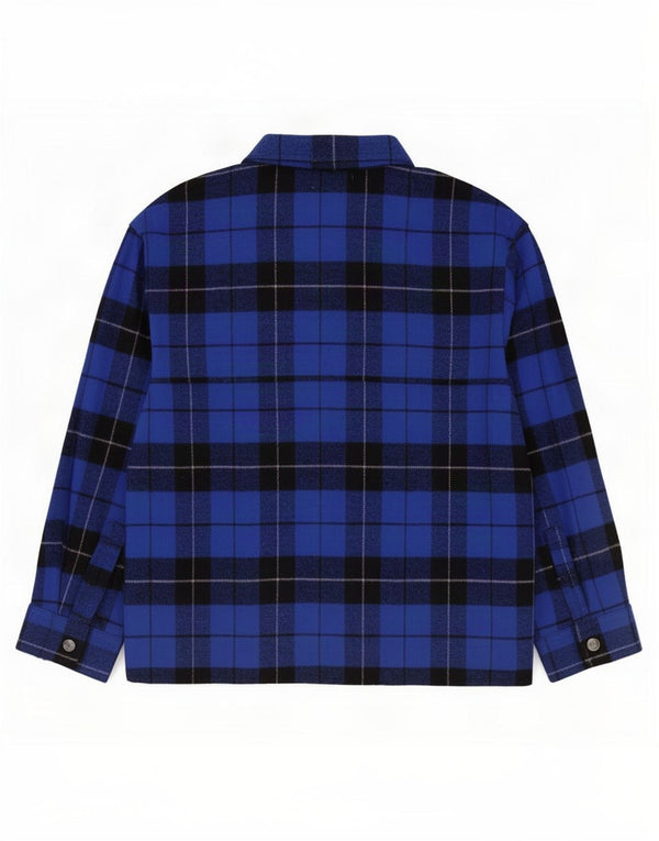 Camicia in flanella Shacket da donna Zara UK 16 Grande cotone scozzese blu navy