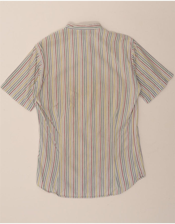 WRANGLER Mens Short Sleeve Pullover Shirt Large White Striped Vintage Wrangler and Second-Hand Wrangler from Messina Hembry 