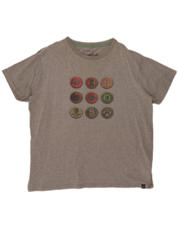 T-shirt grafica da uomo Weird Fish Top 4XL cotone chiazzato grigio