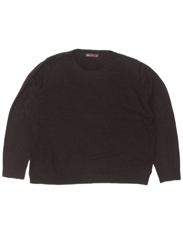 Maglione maglione girocollo da donna Marks & Spencer UK 22 2XL acrilico nero