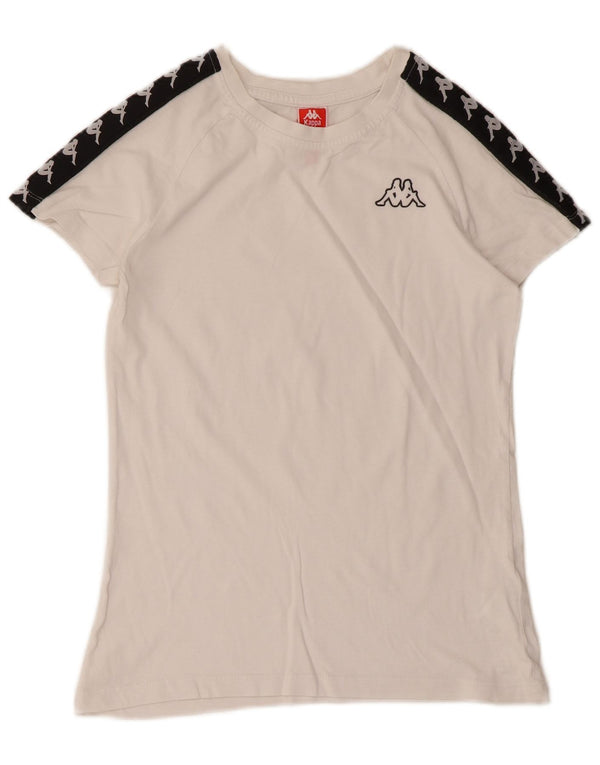 T-shirt grafica da donna Kappa Top UK 12 cotone color block bianco medio