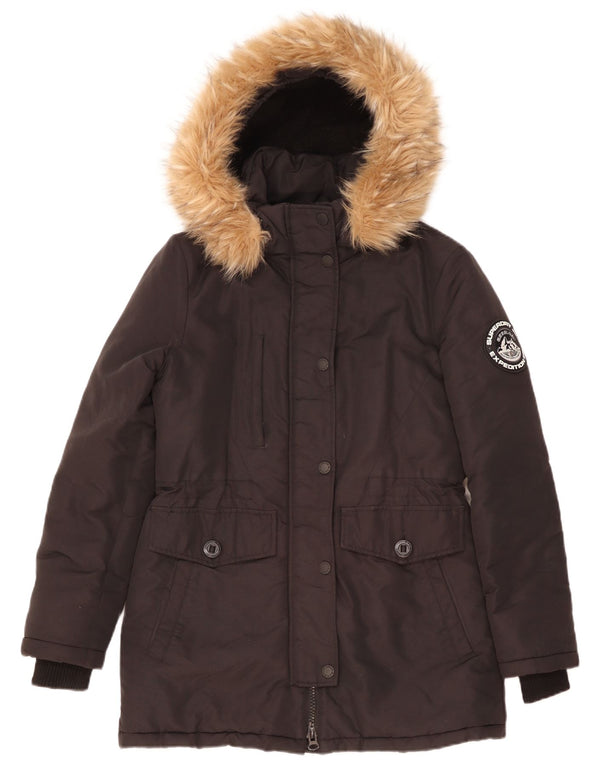 Giacca imbottita da donna con vestibilità ampia con cappuccio Superdry UK 8 Small Nylon nero