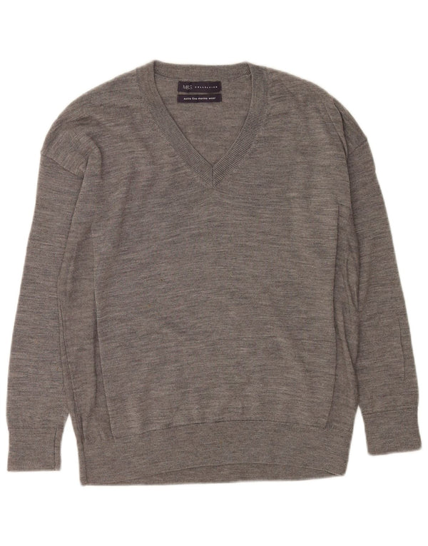 Maglione oversize con scollo a V da donna Marks & Spencer UK 6 XS Grigio