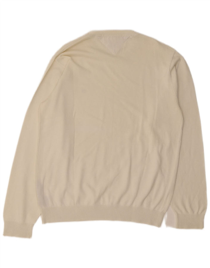 Maglione maglione girocollo da uomo Tommy Hilfiger grande cotone bianco