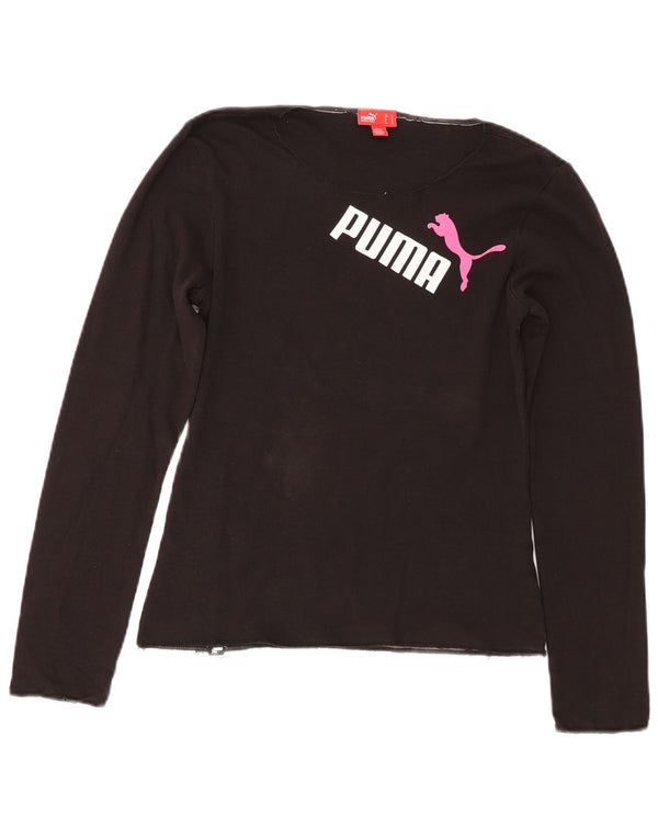 Puma Maglietta grafica da donna a maniche lunghe UK 10 Small Nera