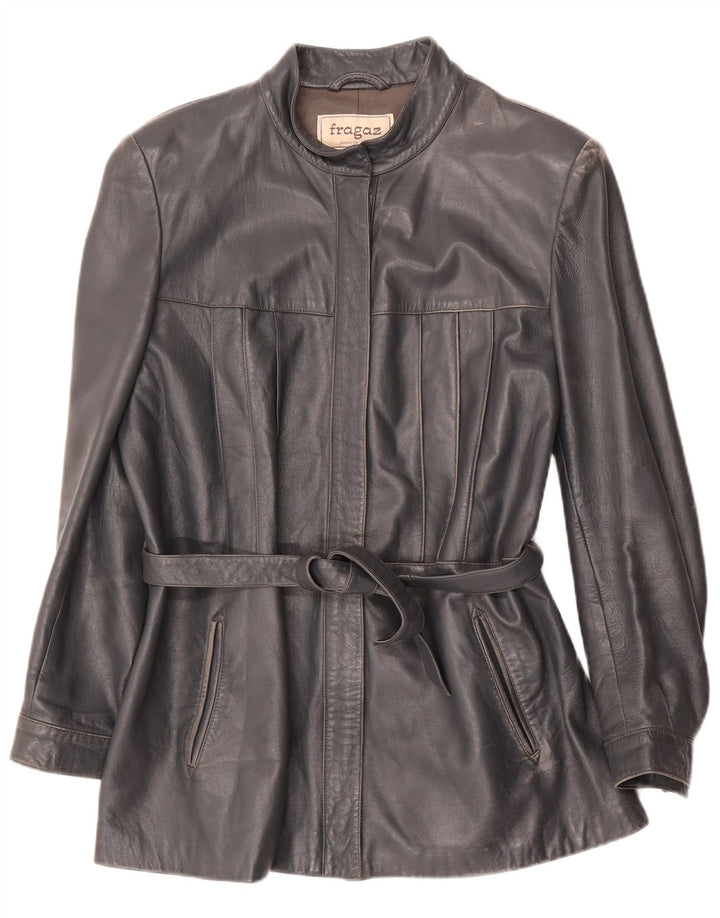 Giacca in pelle vintage da donna IT 48 XL in pelle grigia