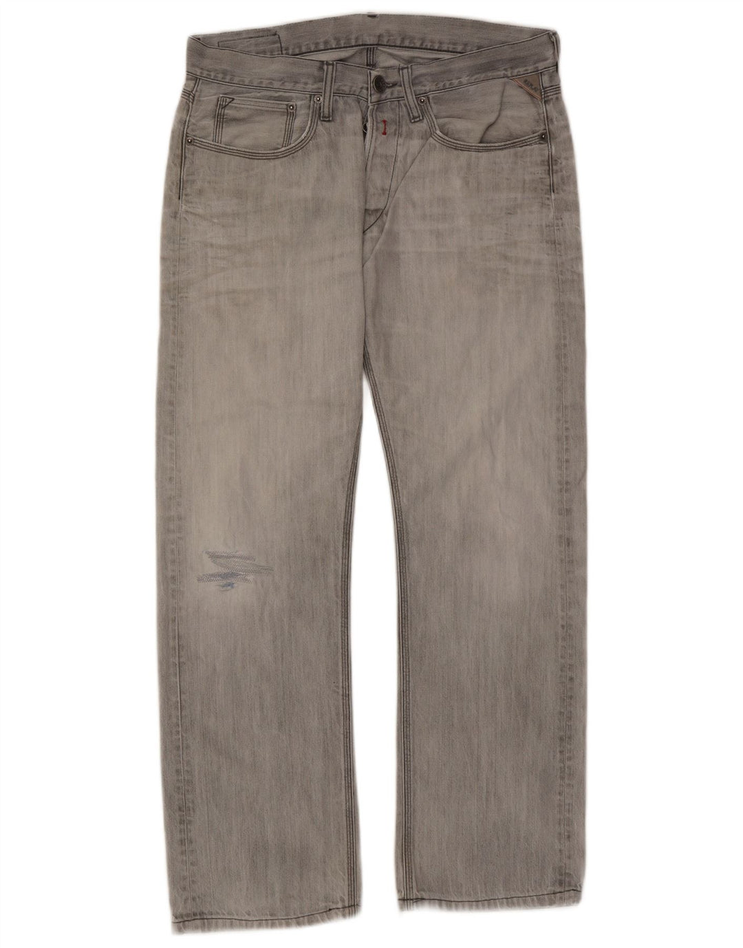 Jeans dritti invecchiati da uomo Replay W33 L32 in cotone grigio