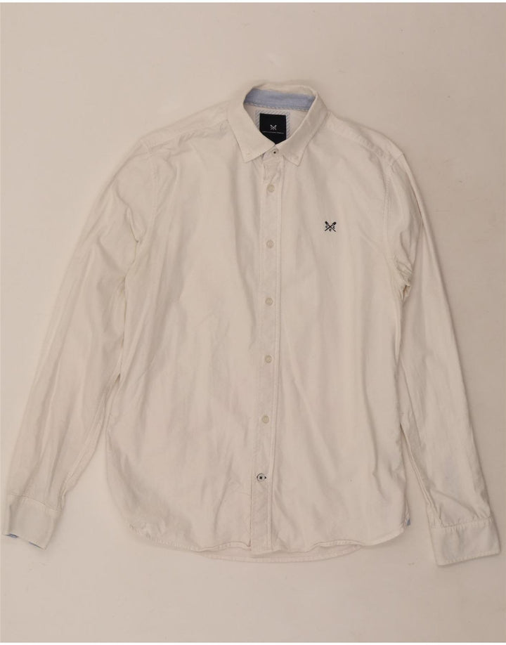 Crew Clothing Camicia slim fit da uomo piccola in cotone bianco