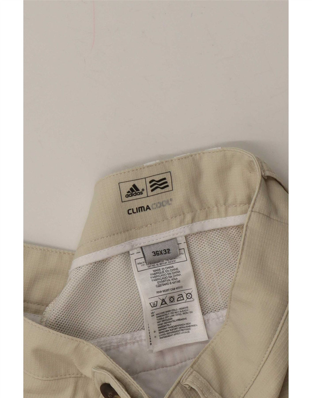 Pantaloni chino dritti Adidas Climacool da uomo W36 L32 poliestere beige