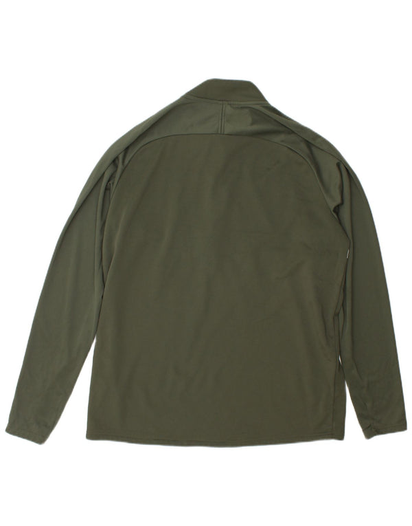 Nike Uomo Dri Fit Zip Collo Pullover Tuta Top Large Verde Poliestere