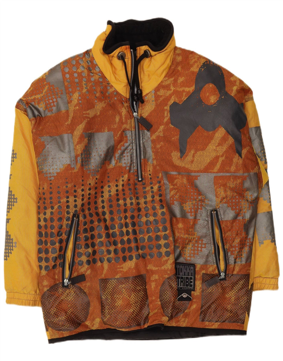 Giacca a vento pullover da uomo Tokka Tribe UK 38 Giallo medio geometrico