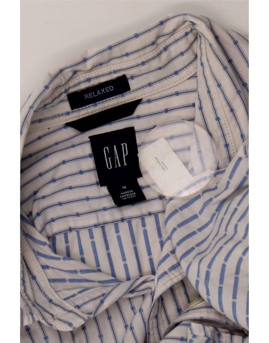 Gap Camicia da uomo a maniche corte vestibilità comoda in cotone a righe bianche medie