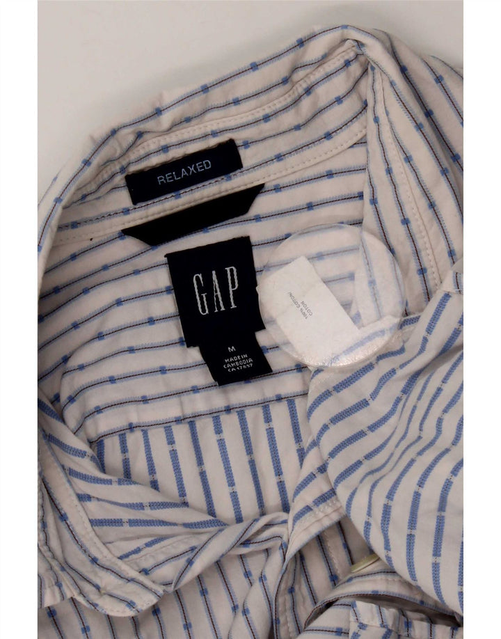 Gap Camicia da uomo a maniche corte vestibilità comoda in cotone a righe bianche medie