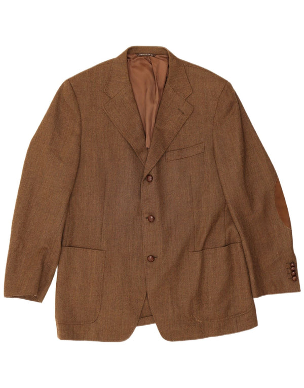 Giacca Blazer 3 Bottoni Canali Uomo IT 54 2XL Lana Vergine Marrone