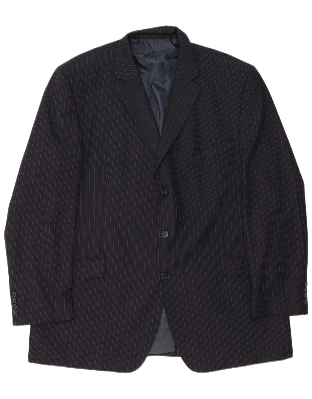 Giacca blazer a 3 bottoni da uomo Marks & Spencer UK 48 2XL Gessato blu navy
