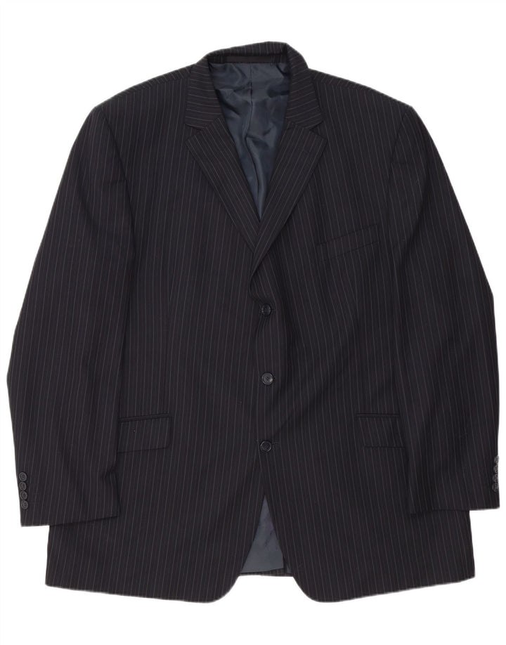 Giacca blazer a 3 bottoni da uomo Marks & Spencer UK 48 2XL Gessato blu navy